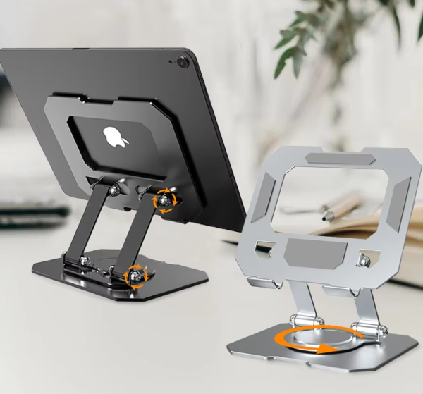 360° Rotating Metal Tablet & Mobile – Adjustable, Foldable, And Portable Desk Mount With Cooling Design For Phones, Tablets, And Small Devices, Device Cooling Stand | Stainless Steel Stand, Tablet Holder Stand – Random Color - Virtual Mart