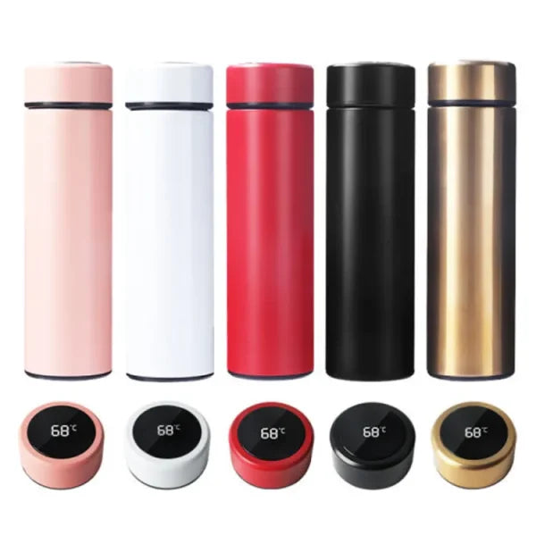 Temperature Display Vacuum Insulated Water Bottle Thermo Flask Made Of Premium Stainless Steel Coffee Cup (random Color) - Virtual Mart