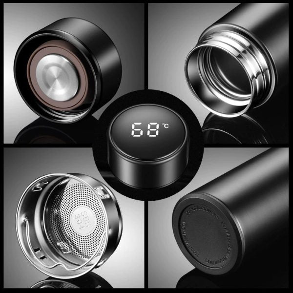 Temperature Display Vacuum Insulated Water Bottle Thermo Flask Made Of Premium Stainless Steel Coffee Cup (random Color) - Virtual Mart