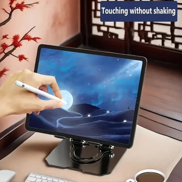 360° Rotating Metal Tablet & Mobile – Adjustable, Foldable, And Portable Desk Mount With Cooling Design For Phones, Tablets, And Small Devices, Device Cooling Stand | Stainless Steel Stand, Tablet Holder Stand – Random Color - Virtual Mart