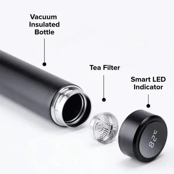 Temperature Display Vacuum Insulated Water Bottle Thermo Flask Made Of Premium Stainless Steel Coffee Cup (random Color) - Virtual Mart