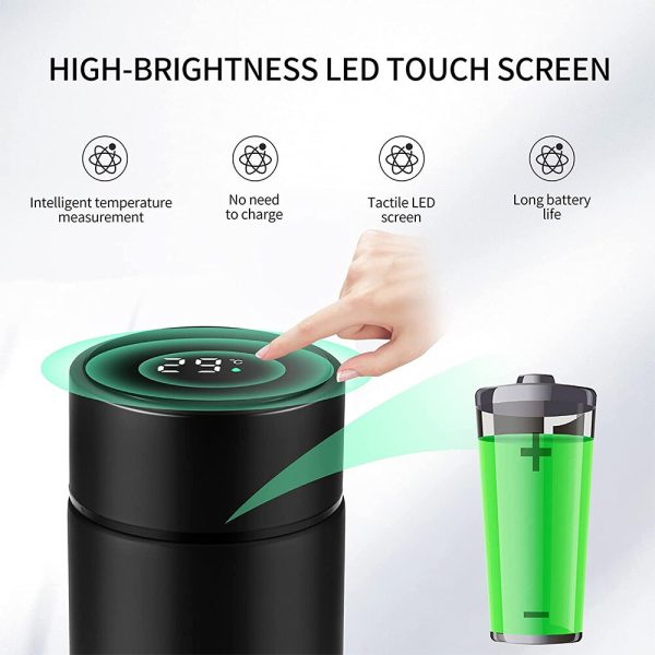 Temperature Display Vacuum Insulated Water Bottle Thermo Flask Made Of Premium Stainless Steel Coffee Cup (random Color) - Virtual Mart