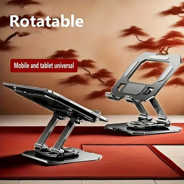 360° Rotating Metal Tablet & Mobile – Adjustable, Foldable, And Portable Desk Mount With Cooling Design For Phones, Tablets, And Small Devices, Device Cooling Stand | Stainless Steel Stand, Tablet Holder Stand – Random Color - Virtual Mart