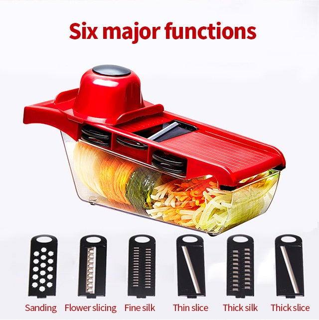 10 In 1 Mandoline Slicer Vegetable Cutter With Stainless Steel Blade Manual Potato Peeler Carrot Cheese Grater Dicer Kitchen Tool - Virtual Mart