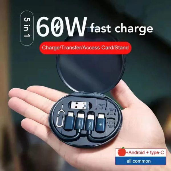 ( 5 In 1 ) Data Cable Set All Solutions In One | Data Cable Set 60w Fast Charging - Virtual Mart