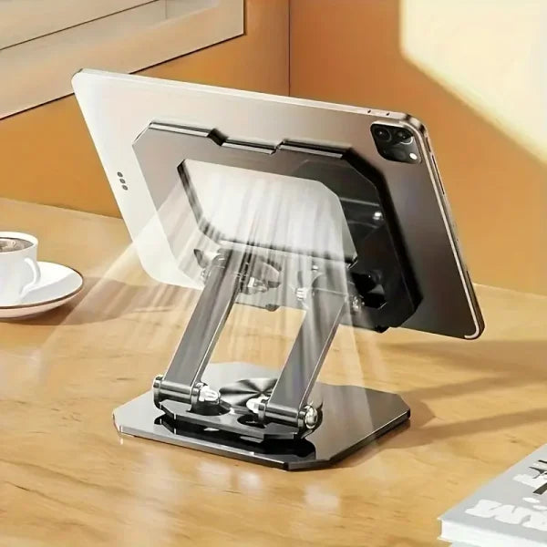 360° Rotating Metal Tablet & Mobile – Adjustable, Foldable, And Portable Desk Mount With Cooling Design For Phones, Tablets, And Small Devices, Device Cooling Stand | Stainless Steel Stand, Tablet Holder Stand – Random Color - Virtual Mart