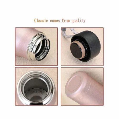 Stainless Steel Insulated Vacuum Water Bottle 550ml, Cola Shape, Leak Proof, With Strong Rope Cap | Hot & Cold Portable Thermos Water Bottle Thermo Mug Stainless Steel Vacuum Flask Mug Insulation Cup (random Color) - Virtual Mart