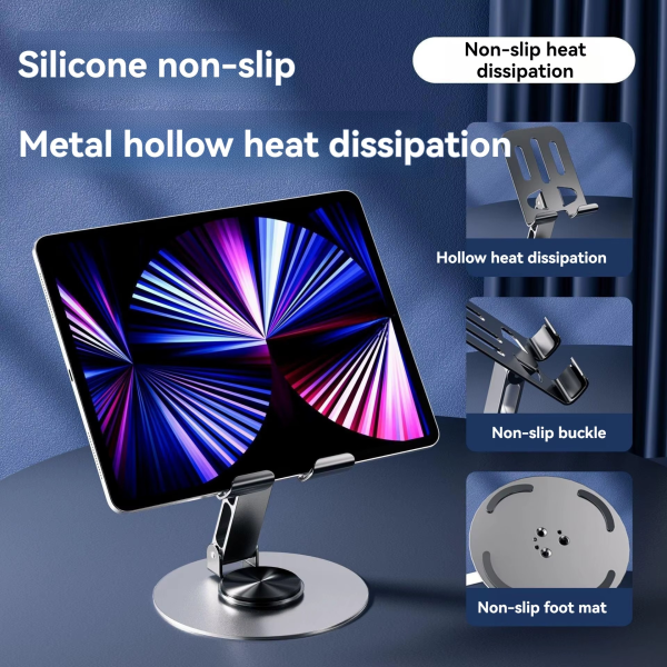 Mobile Stand – Mobile Phone Holder Broadcast Mobile Phone Holder 360 Degree Rotation Adjustment Folding Lazy Tablet Desktop Mobile Phone Holder – Stainless Steel - Virtual Mart