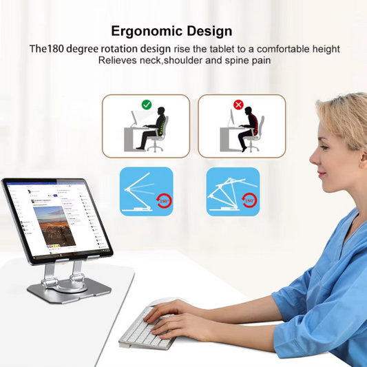 360° Rotating Metal Tablet & Mobile – Adjustable, Foldable, And Portable Desk Mount With Cooling Design For Phones, Tablets, And Small Devices, Device Cooling Stand | Stainless Steel Stand, Tablet Holder Stand – Random Color - Virtual Mart